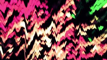 Background with colorful wavy lines flashing in motion. Motion. Moving waves of colorful ribbed lines on black background. Flashing colorful vibration lines video