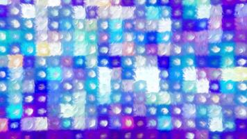 Bright little squares in the mosaic. Motion. Blue and white squares that are highlighted and sparkle in 3D format. video