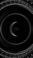 Futuristic concept of a spaceship in the dark universe. Media. Monochrome background, science fiction space exploration. Vertical . video