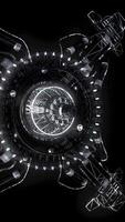 Futuristic concept of a spaceship in the dark universe. Media. Monochrome background, science fiction space exploration. Vertical . video