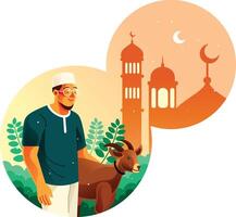 Bringing Goats for Sacrifice on Eid al-Adha vector