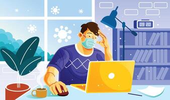 Tired Working from Home vector