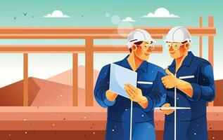 Teamwork of Engineers vector