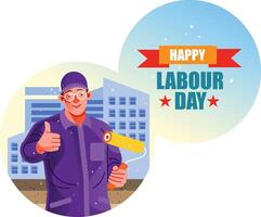 Building Painter Happy Labour Day vector