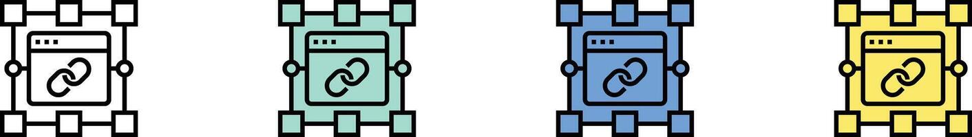 link icon. Outline, Green, Blue and Yellow Style Design Isolated On White Background vector