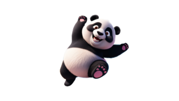 Funny panda dancing, 3D illustration on isolated background png