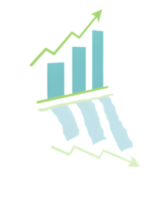 an illustration of a graph chart with a green arrow png