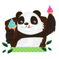 panda bear holding ice cream png