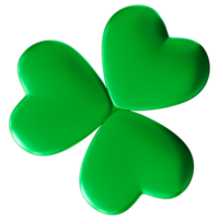 Green three leaf clover, on transparent background. Luck and spirit of St. Patrick's Day, perfect for festive designs and celebration themes. Cut out shamrock. 3D render. png