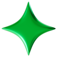 Green star in smooth, glossy finish. Festive and perfect for St. Patrick's Day themes, symbolizing luck, love and celebration in vibrant green hue. 3D render png