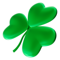 Vibrant, green three leaf clover, on transparent background. Luck and spirit of St. Patrick's Day, perfect for festive designs and celebration themes. Cut out shamrock. 3D render. png