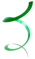 Festive green ribbon, swirling elegantly, on transparent background. Perfect for St. Patrick's Day celebrations, joy and festivity of the holiday, adding a playful and decorative touch. 3D render. png