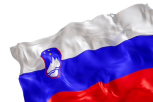 Realistic flag of Slovenia with folds, on transparent background. Footer, corner design element. Cut out. Perfect for patriotic themes or national event promotions. 3D render. png