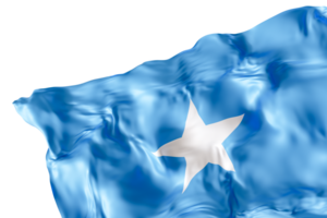 Realistic flag of Somalia with folds, on transparent background. Footer, corner design element. Cut out. Perfect for patriotic themes or national event promotions. 3D render. png