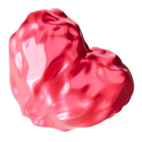 Abstract, glossy liquid heart in shades of pink, on transparent background. Playful fluid heart 3d shape, cut out design element. Valentines Day. 3D render. png