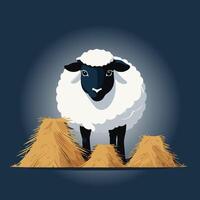 sheep standing on hay vector