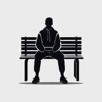 silhouette of a man sitting on a bench vector
