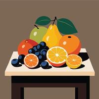 Table with fruit on it vector