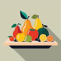 fruit on a plate flat design illustration vector