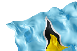 Realistic flag of Saint Lucia with folds, on transparent background. Footer, corner design element. Cut out. Perfect for patriotic themes or national event promotions. 3D render. png