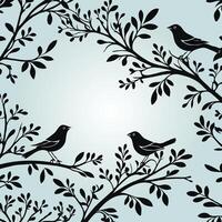 birds on branches with leaves and branches vector