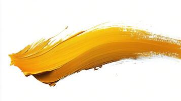 Bright yellow paint stroke on a clean white background showcasing artistic creativity photo