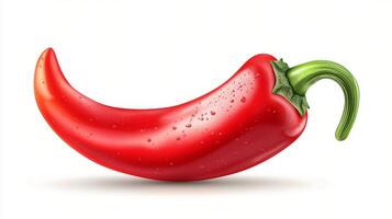 A glossy red chili pepper against a white background highlights its curves photo