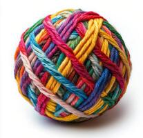 Colorful yarn ball showcasing vibrant hues suitable for various crafting projects and activities photo