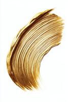 Elegant gold brush stroke with splatters on a clean white background for artistic design photo