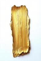 Golden paint stroke on white canvas showcasing creativity and artistic expression photo
