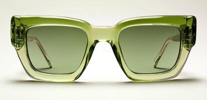 Stylish green sunglasses displayed against a neutral background showcasing modern design elements photo