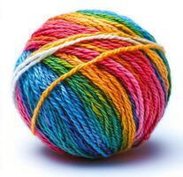 Colorful yarn ball showcasing vibrant hues suitable for various crafting projects and activities photo