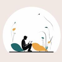 man reading book vector
