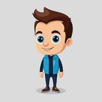 cartoon character of a boy in blue jacket vector