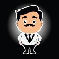 cartoon man with mustache vector