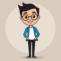cartoon man with glasses vector