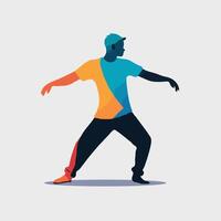 Man in a colorful t-shirt is doing a dance vector