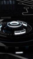 3D animation of details and technologies. Animation. Ultra future technology made of shiny steel for parts and body with neon lights. 3D graphics projecting technologies of future video