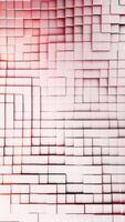 Abstract texture with many rows of small cubes swaying under the white, red, and yellow light. Animation. Moving wall of small bricks, seamless loop. video