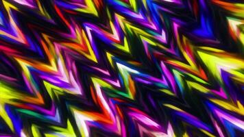 Bright twisting triangular figures . Motion. Black background with illuminated geometric shapes that shimmer in abstraction. video