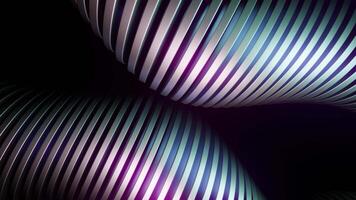 Dark background. Design. Iridescent multi-colored stripes in 3D format that expand and bend inward. video