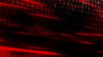 Dark background. Motion. Thin beams of red in the animation scatter slowly in different directions through the darkness. video