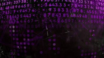 Digital background with glowing values. Motion. Encrypted digital code in stream of numbers. Computer stream of numbers with glowing values video
