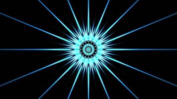 Pulsating round pattern with bright rays. Motion. Bright pattern with circles and rays flashes on black background. Psychedelic pattern of circles and rays flashing on black background video