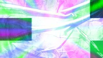 Colorful animation with light highlights and effects for transitions. Motion. Shimmering colorful rays rotate with texture of paper. Animation with textures and radiance for transitions in video