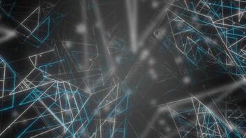 Black background. Motion. White and blue lines in the graphics fly to chaotic places in 3D format. video