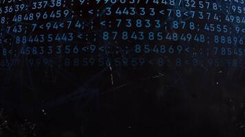 Abstract futuristic technology concept. Motion. Code of numbers on the background of plexus floating lines and dots. video