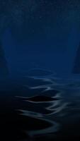 Abstract animation of appearing dark silloughettes of coniferous trees against the night sky and billions of shining stars. Animation. Beautiful colorful abstraction video