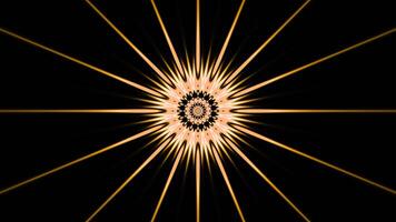 Pulsating round pattern with bright rays. Motion. Bright pattern with circles and rays flashes on black background. Psychedelic pattern of circles and rays flashing on black background video