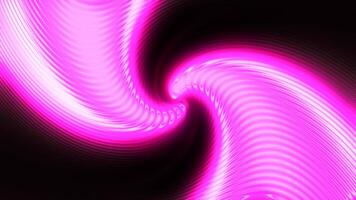 Bright swirling stream in retro style. Motion. Neon glowing energy flow on black background. Moving curved stream with neon radiation. Psychedelic flow in retro style video